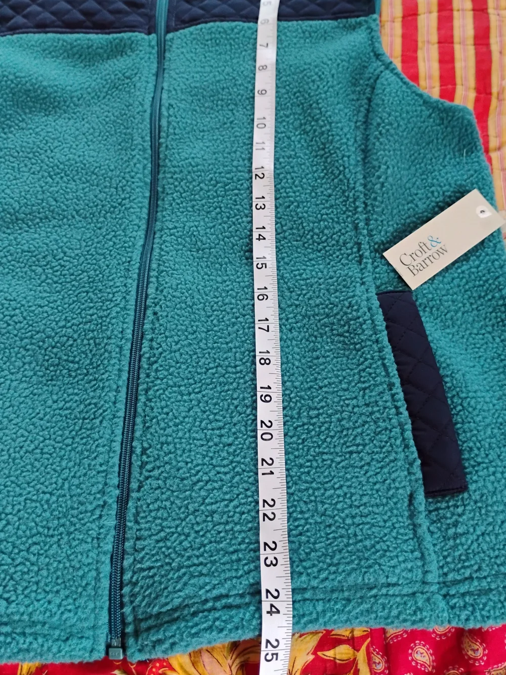 Croft & Barrow For Women Teal Sherpa Vest with Navy Accents Size. PL PETITES